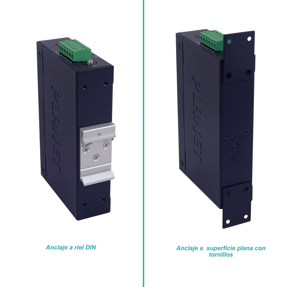 IGS-801T Switch industrial no administrable PLANET de 8 puertos Gigabit, montaje en riel DIN, alimentación 12-48 VDC/24 VAC