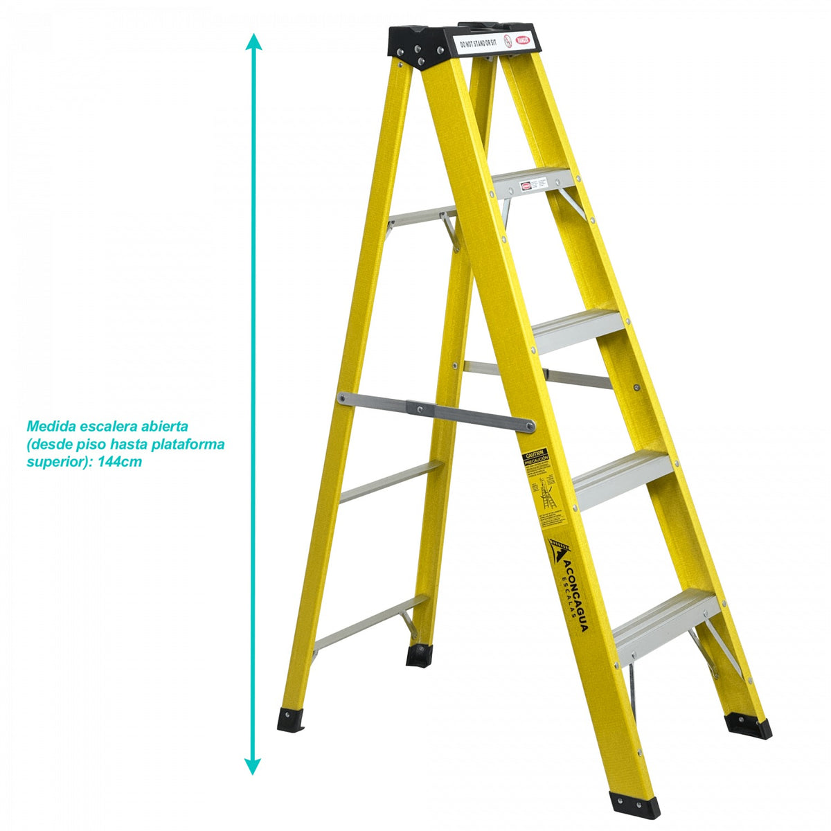 ESAF-405 Escalera de Tijera de Fibra de Vidrio de 5 Peldaños, Altura de 1.44m, Capacidad 140kg