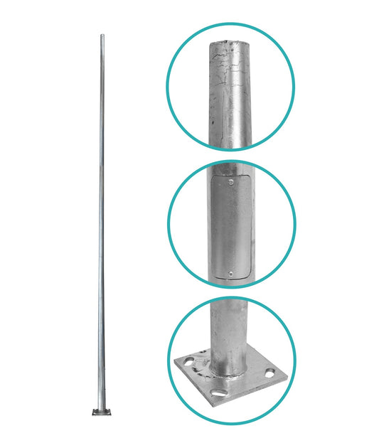 POSTEC-6M Poste Cónico 6mt 3mm Placa-Base-260x260x12mm no-incluye-Canastillo Cono-140/60mm