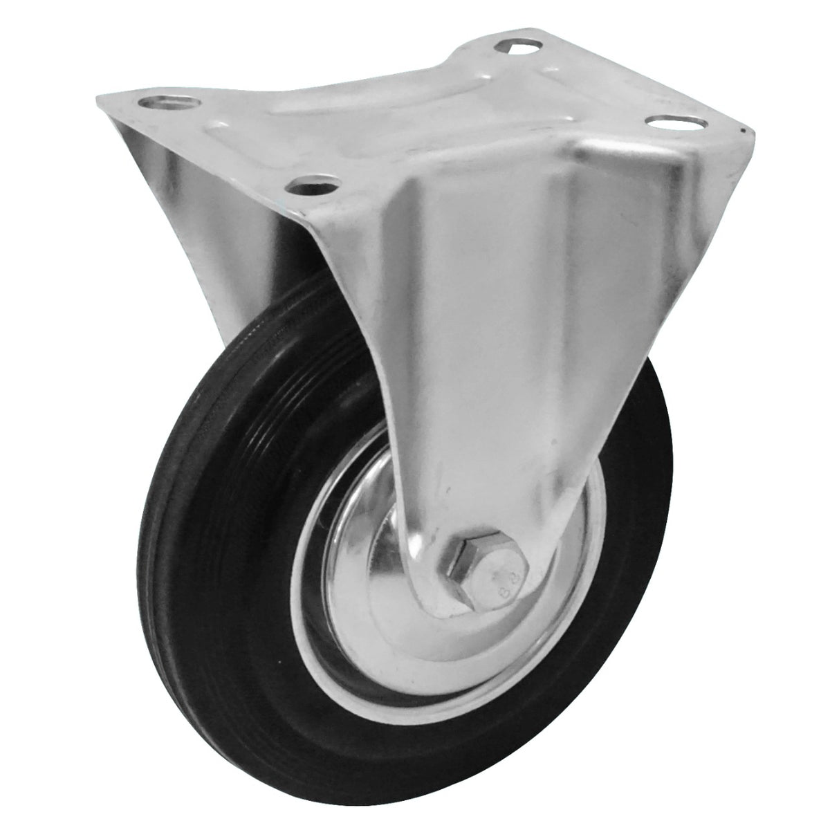 RUEDA-6 Rueda Fija de 6 pulgadas en Color Negro Capacidad de Carga de 150Kg Dimensiones 115x135x200