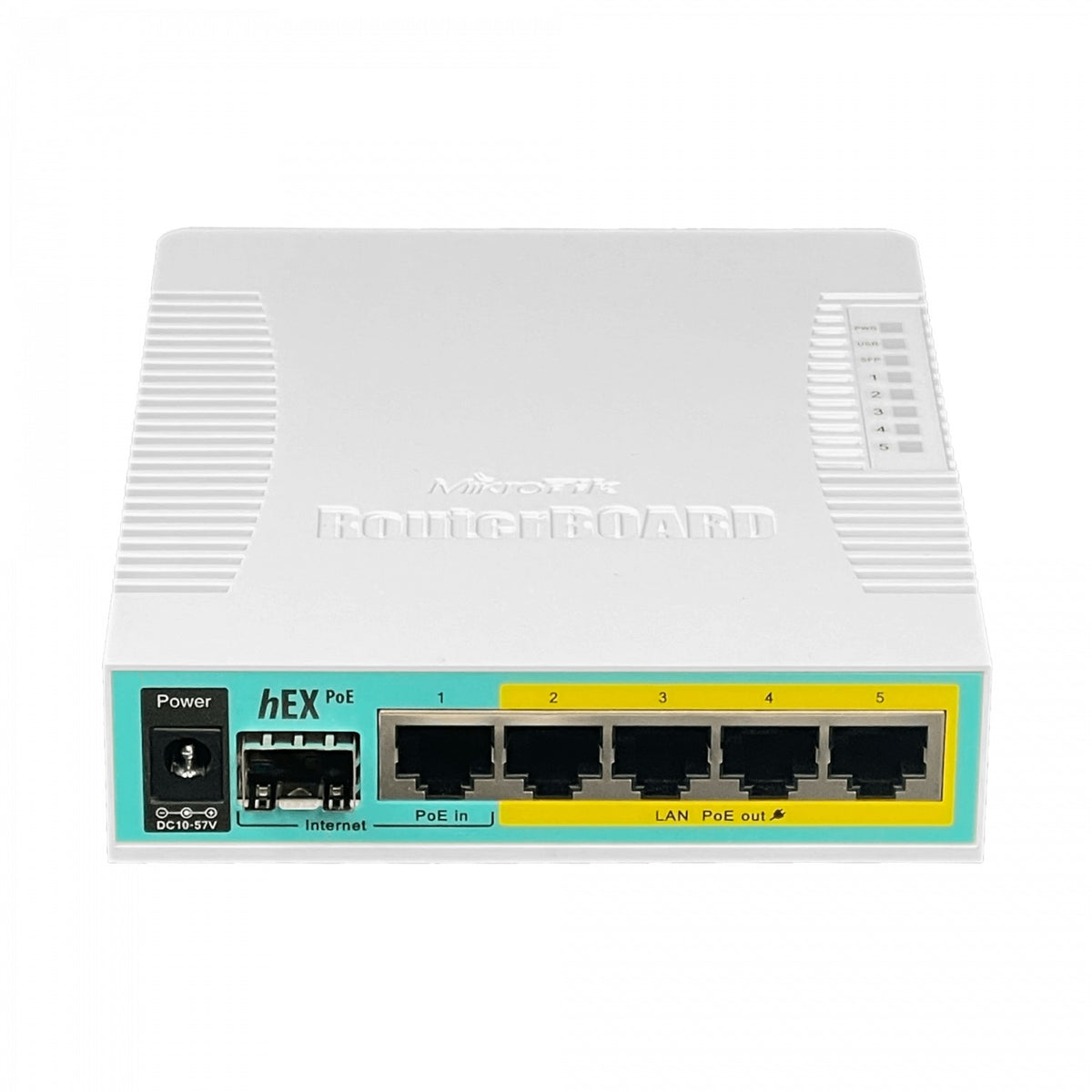 HEX-POE MIKROTIK req-cable L4 5-1000(4-PoE) 1-SFP USB 10-57V inc/24V RB960PGS