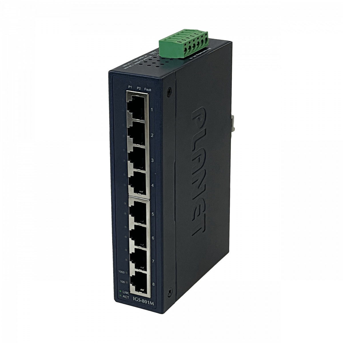 IGS-801M-LIQ USADO Switch Industrial Gigabit Administrable PLANET 8 Puertos 10/100/1000 Montaje Riel-DIN Alimentación 12-48VDC