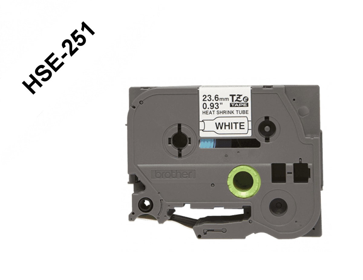 HSE-251 BROTHER 23,6mm Termocontraíble 7,3-14,3mm Negro sobre Blanco Rotulador 1,5 metros