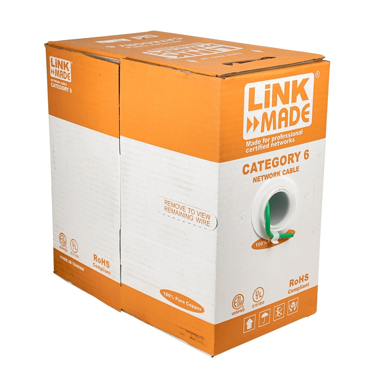 CBLL-UV LINKMADE LSZH Verde CAT6 UTP 300 Metros Conductor Único Cobre Bobina en Caja Fabricado en Taiwán