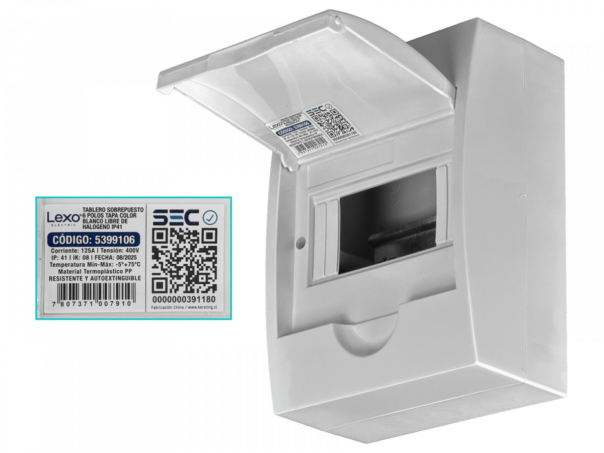 CADIN-06 LEXO Caja de Superficie LSZH 6 Módulos Carril DIN IP41 IK08 5399106