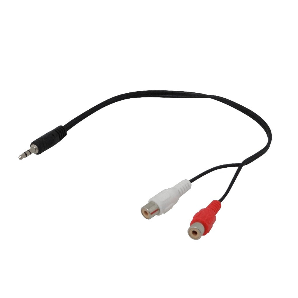 AUDIO-MRH Cable Adaptador de Audio de 20cm, Conector Macho 3.5mm a 2 Conectores RCA Hembra, Plug Phone de 1/8