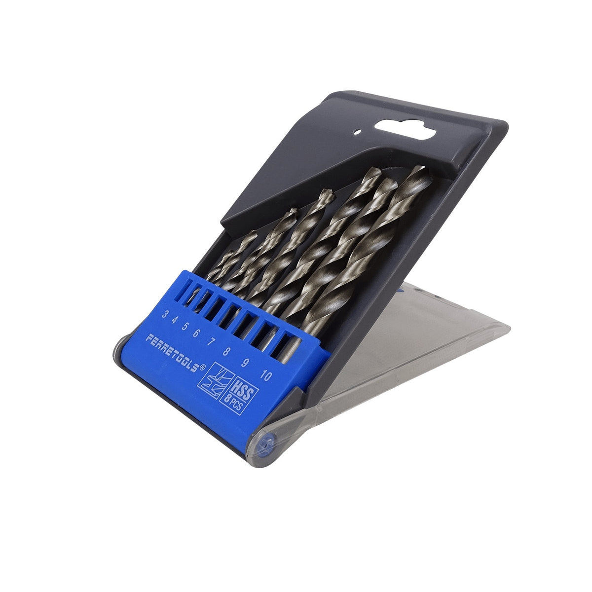 BROCAS-METAL-13 FERRETOOLS Kit de 8 brocas para acero en medidas 3,4,5,6,7,8,9,10mm, referencia F3170