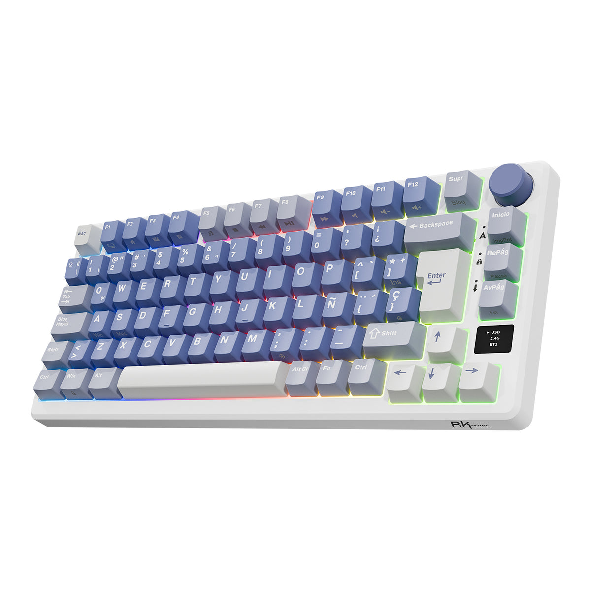 Periférico Mecánico Inalámbrico RK M75 Ocean Blue con distribución 75% Español – Royal Kludge