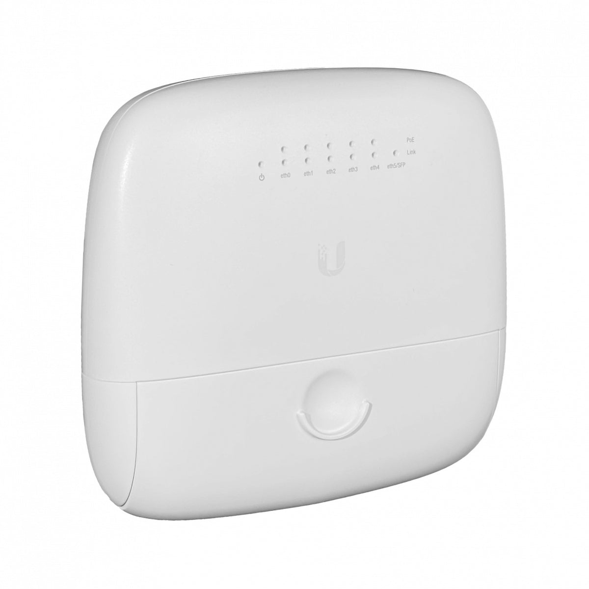 EP-R6 Router de exterior UBIQUITI con regleta de 24V, alimentación PoE pasiva de 24V y 30W, puerto SFP incluido, banda de 5 GHz y alcance de hasta 1000 metros.