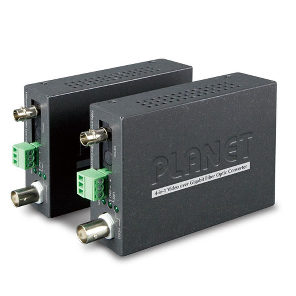 Kit de paquete de vídeo a través de fibra 20km Gigabit 4 en 1 de 1 canal (VF-101G-T + VF-101G-R)