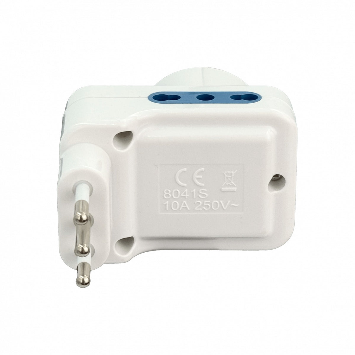 ELG-3KS Adaptador Triple Schuko/IH a IM 6A 250V 1500W Blanco con Interruptor Luminoso