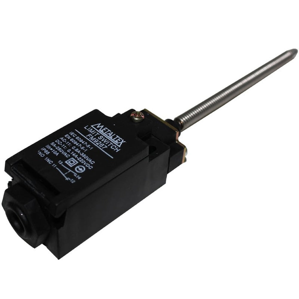 Fines de carrera plástico 5A/250VCA 1NA+1NC serie FM9 - Brazo ajustable con roldana