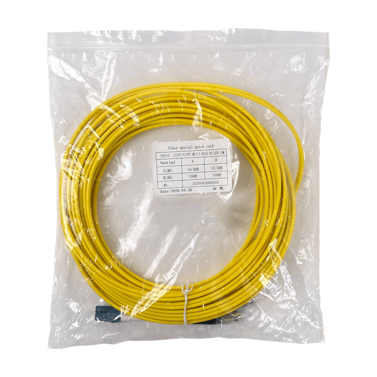 JFSLF10 10mt LC-FC MonoModo SM Duplex Cable Puente Fibra 9/125um LSZH