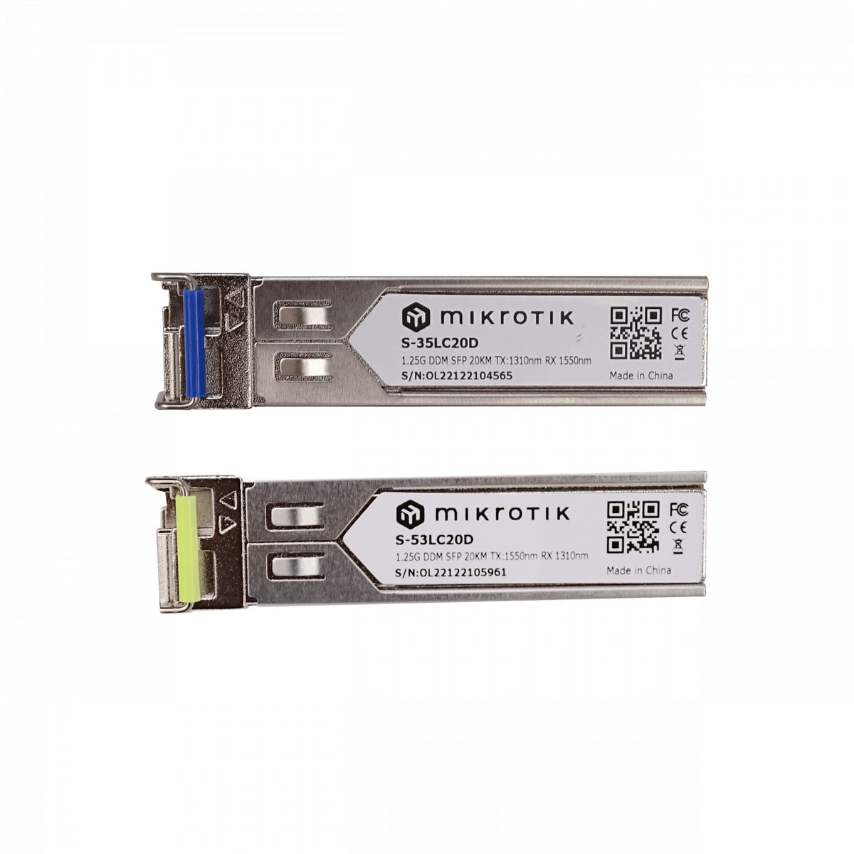 S-3553LC20D MIKROTIK 1-LC 20km Par SFP WDM Bidireccional 1550nm/1310nm 1,25Gbps