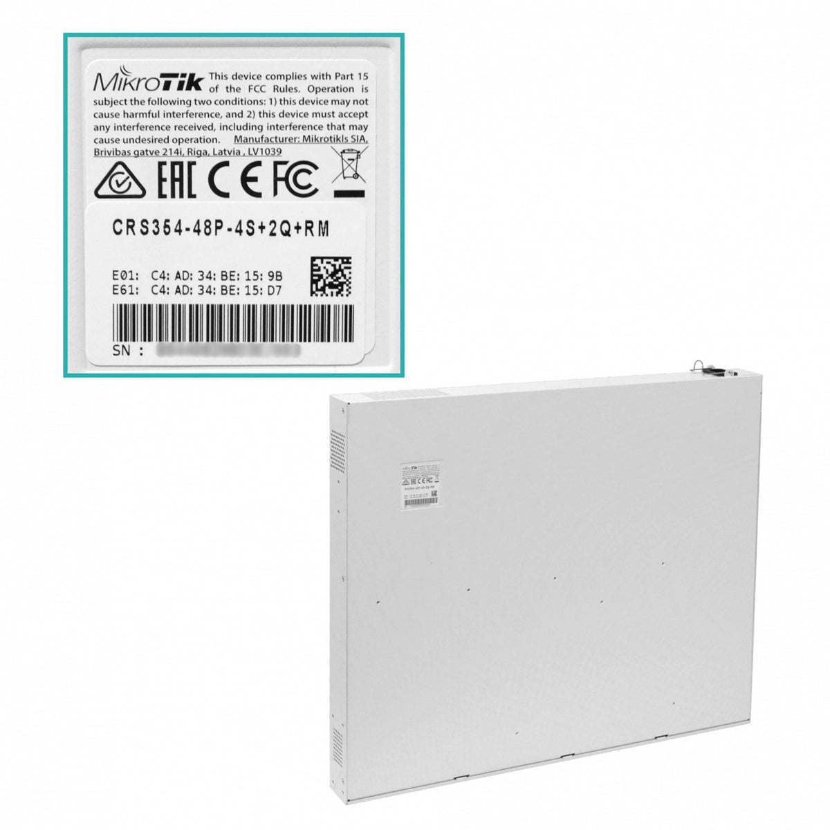 CRS354-48P-4S+2Q+RM MIKROTIK req-C13 2-QSFP+40G 48-1000-PoE 4-SFP+10G MGMT L5 1-PSU Switch