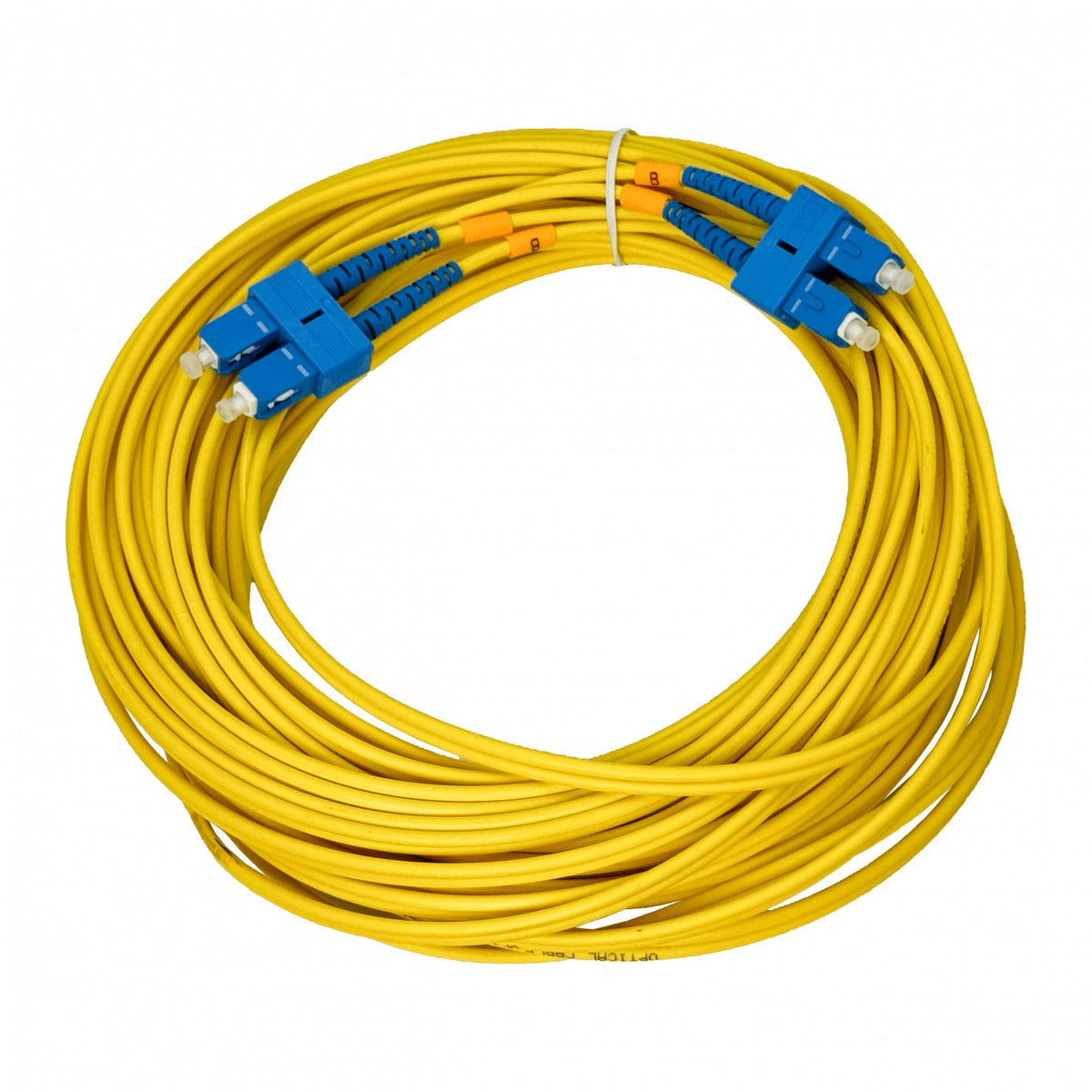 JFSCC15 Cable de fibra óptica monomodo dúplex de 15 metros con conectores SC-SC/UPC, núcleo de 9/125 µm y cubierta de 3 mm