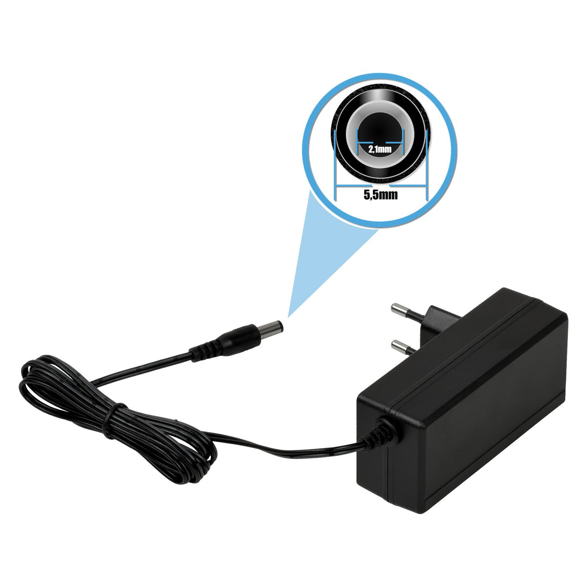 F24-W36. Suministro Eléctrico MKTK 24VDC 1,5A para Instalación Interna Conector-5,5x2,1mm Compatible Mikrotik para mUPS