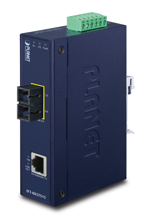 Conversor de Medios Industrial 10/100Base-TX a 100Base-FX - 15 Km