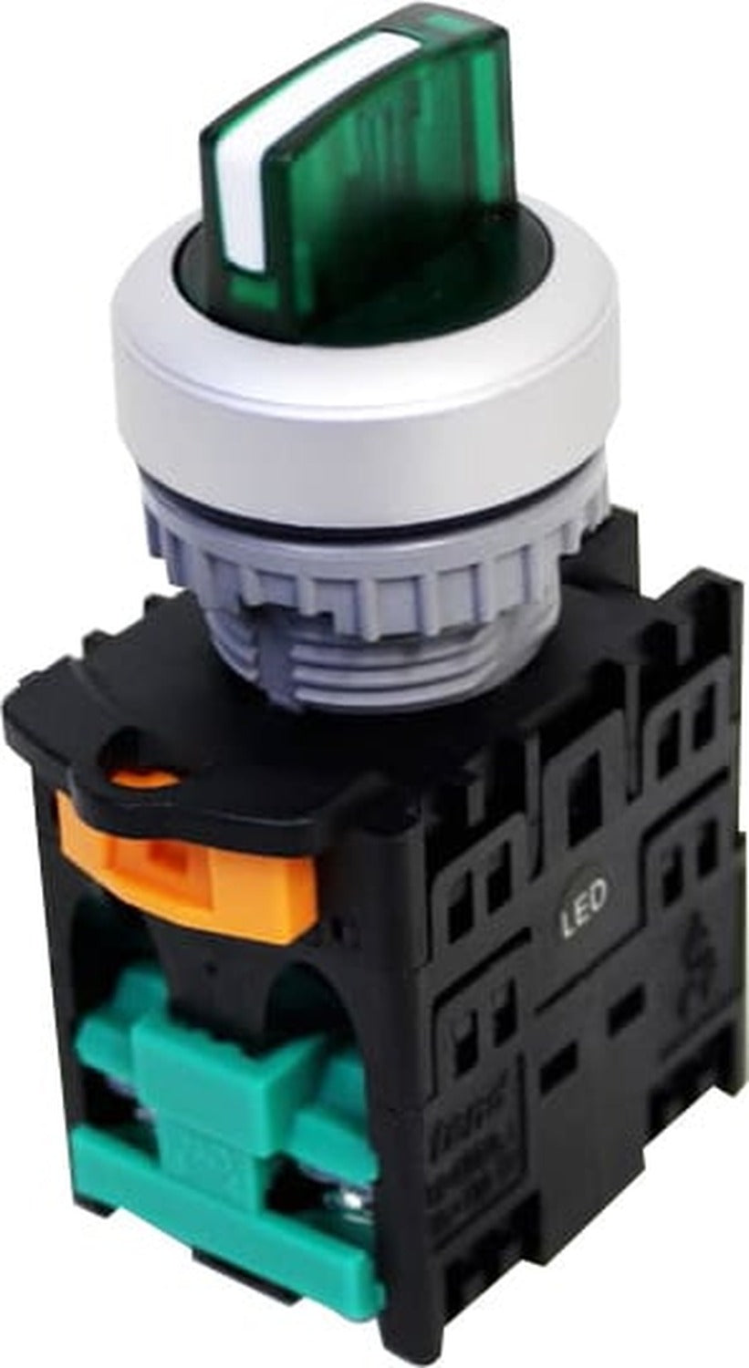 Selector plástico 2 posiciones iluminado rojo 1NC 22mm serie TN2 - Piloto LED 220VAC/DC