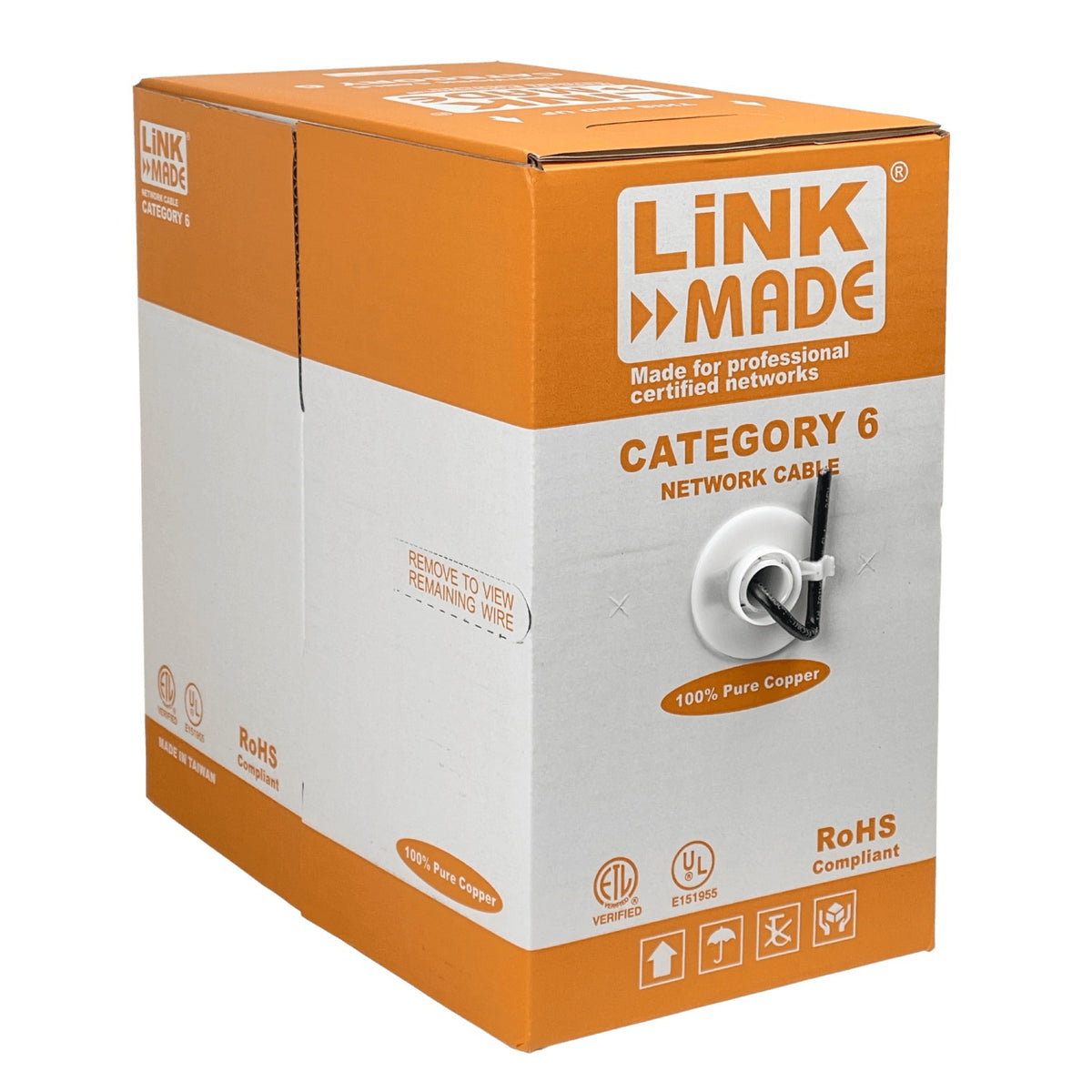 CBX6L-UN3 LINKMADE Cable UTP Exterior PE Unifilar Negro Cat6 Cobre 300 metros