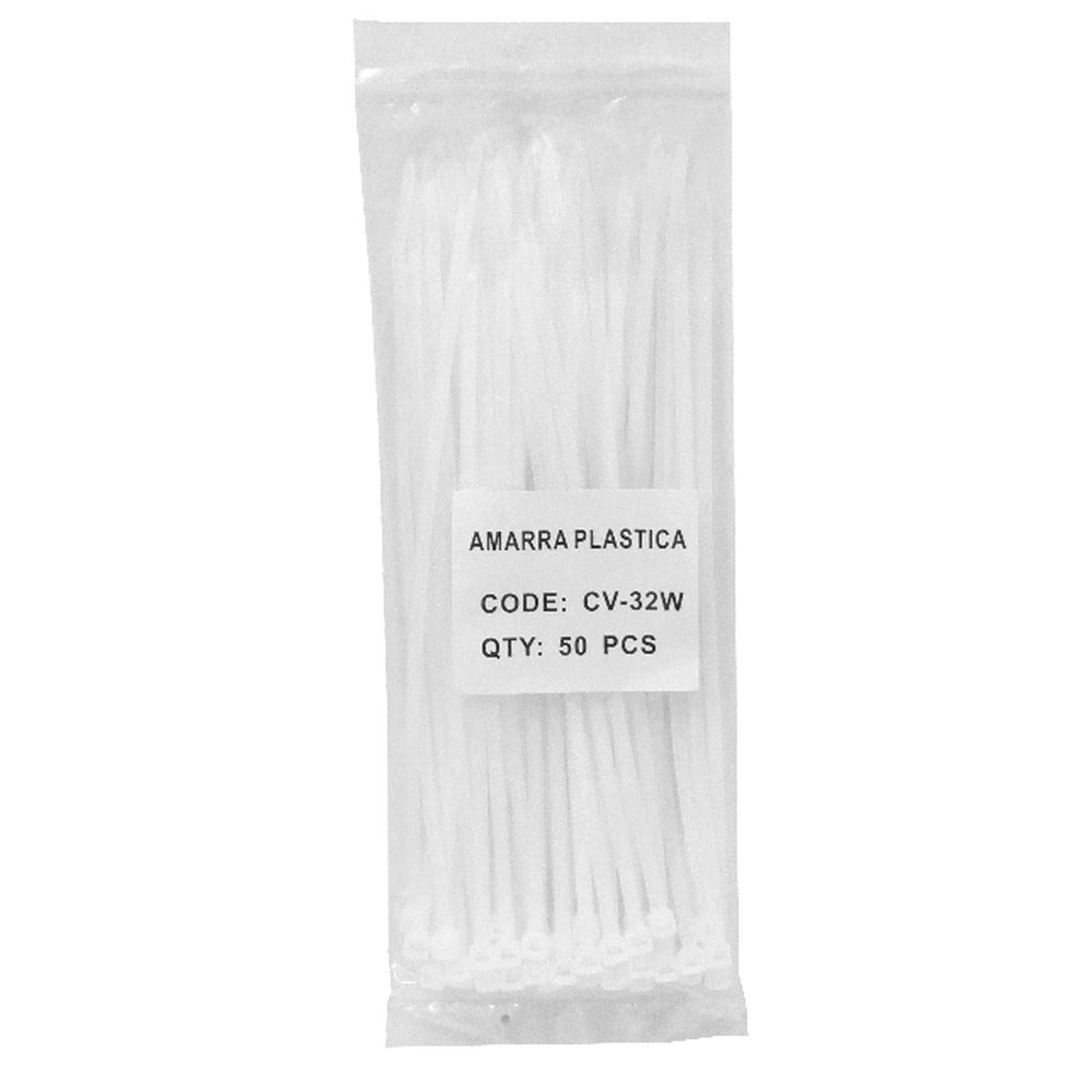 CV-32W 50-unidades Sujetacables Plástico Nylon Blanco 200x3,6mm Brida 3.6x200mm