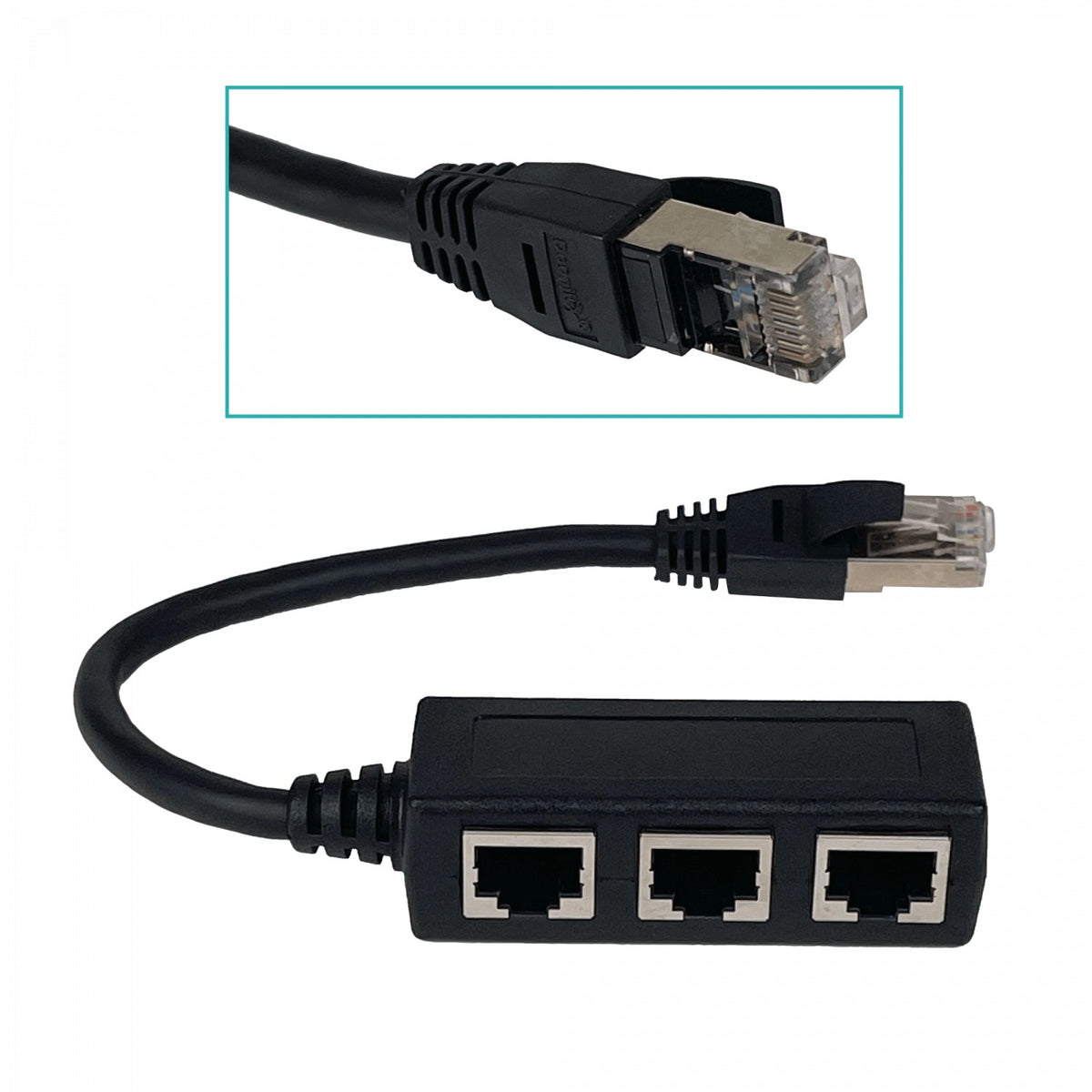 RJ45-CP3 Divisor de Red Ethernet CAT6 Adaptador 1-RJ45-Macho 3-RJ45-Hembra