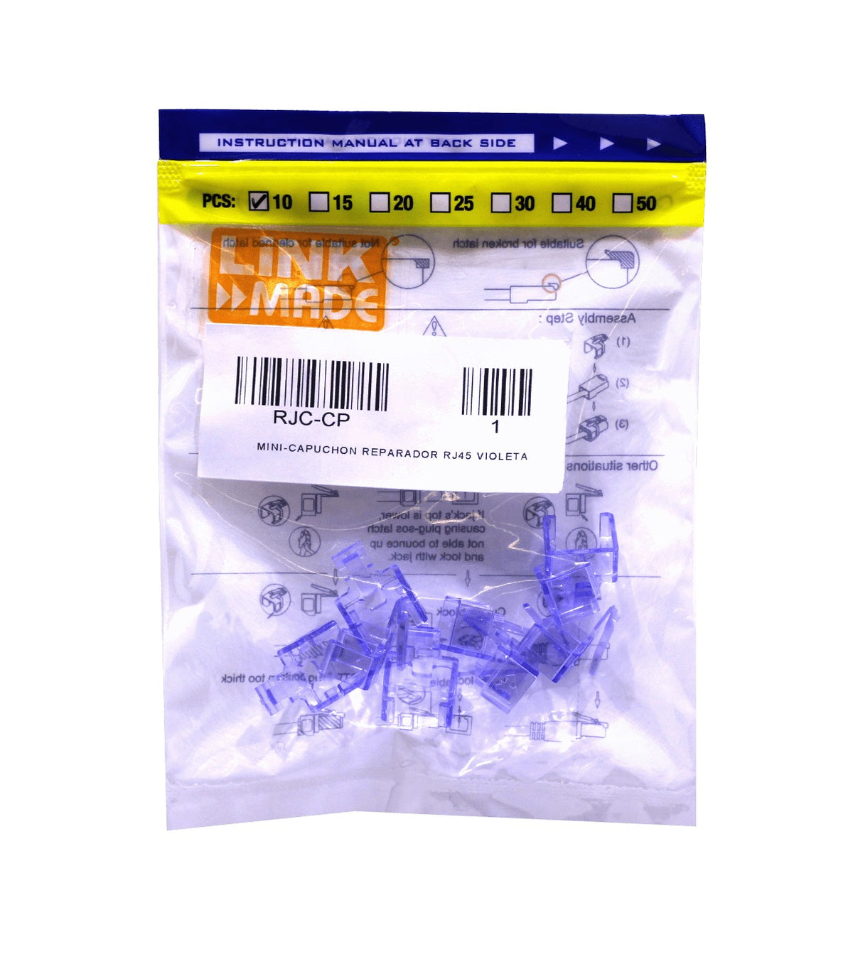RJC-CP LINKMADE VIOLETA TAPAS PROTECTORAS MINI PARA REPARACIÓN RJ45 PAQUETE 10 UNIDADES