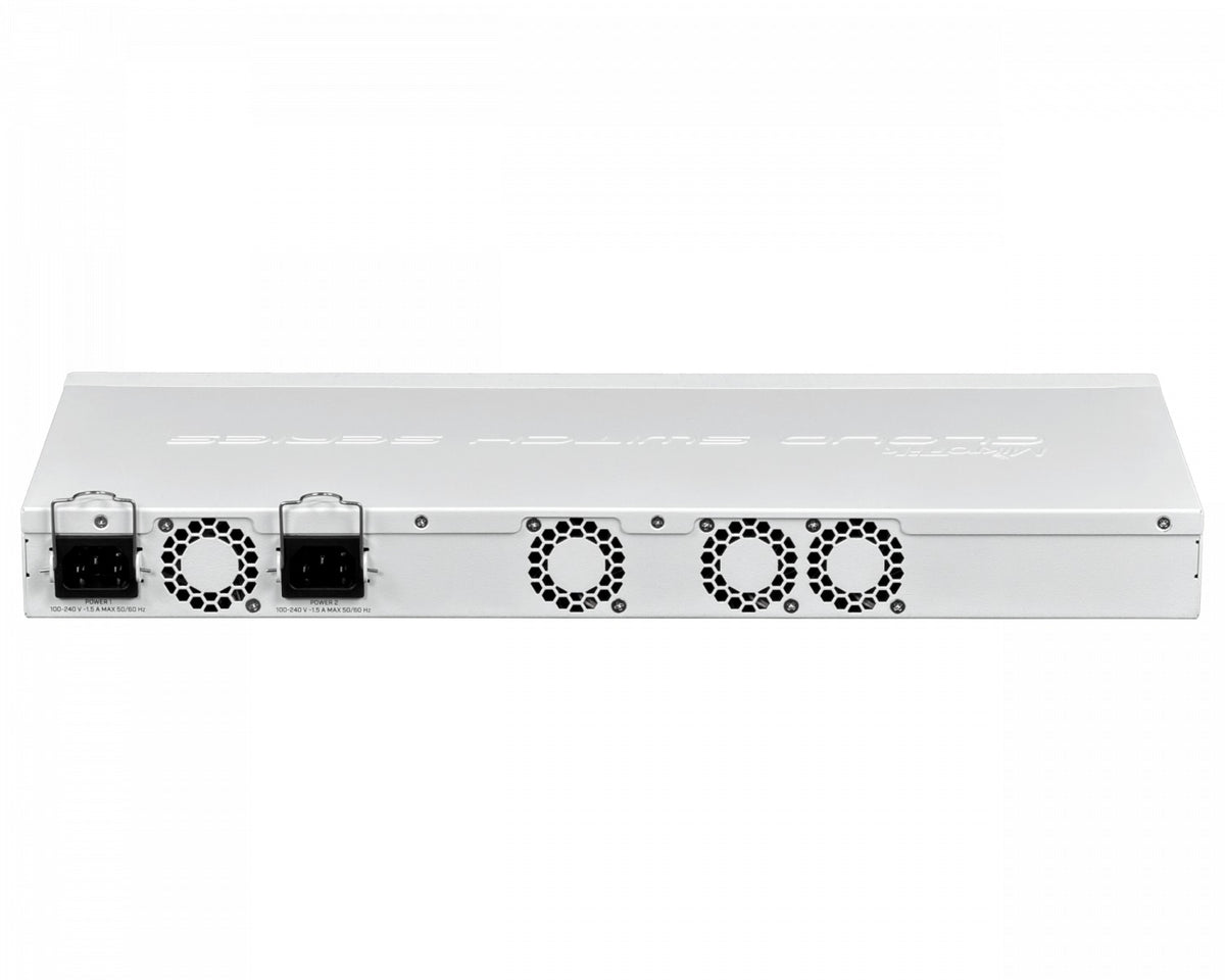 CRS312-4C+8XG-RM Switch MIKROTIK que requiere 2 cables C13 con 8 puertos de 10G, 4 puertos combo SFP+ de 10G y 1 puerto de consola con sistema operativo de licencia nivel 5
