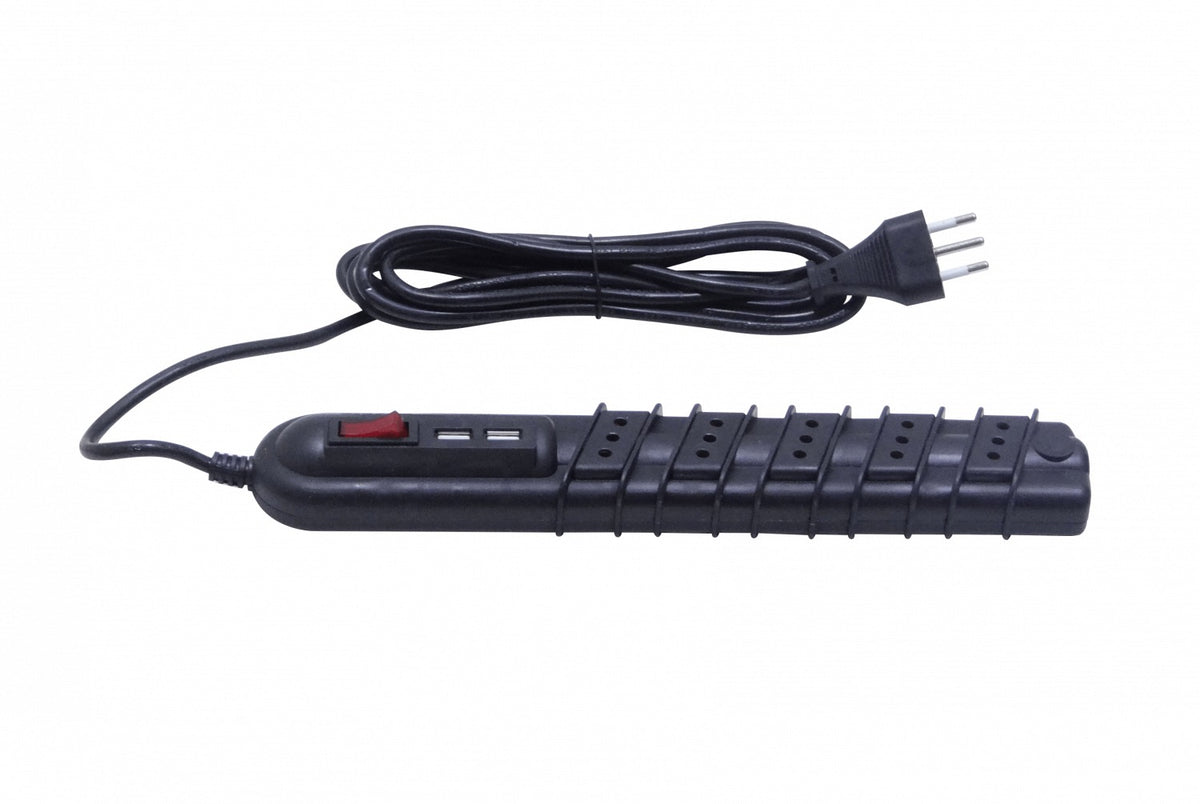 ELG-35NU RITTIG Negro 5-Tomas 2-USB5V Extensión 3metros 10A-250V 2200W Luz Piloto-Interruptor