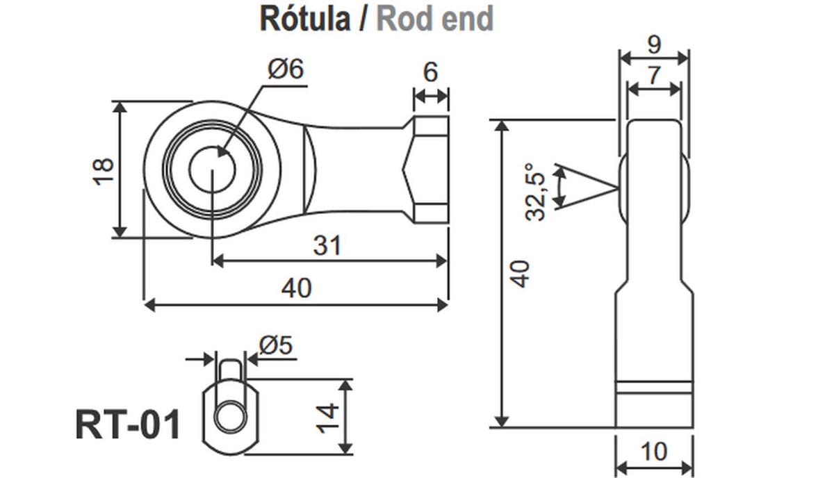 Acoplamiento tipo Rod end para instalación en reglas potenciométricas RTC