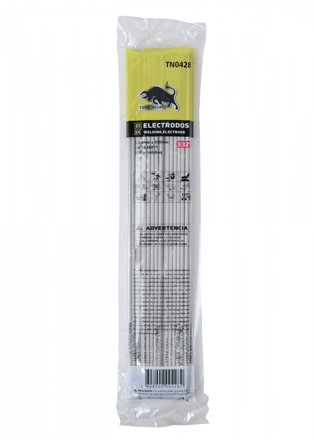 E6011 Electrodo 3/32p 2,4x350mm 1kg 50-80Amp soldadura fierro 2.5mm