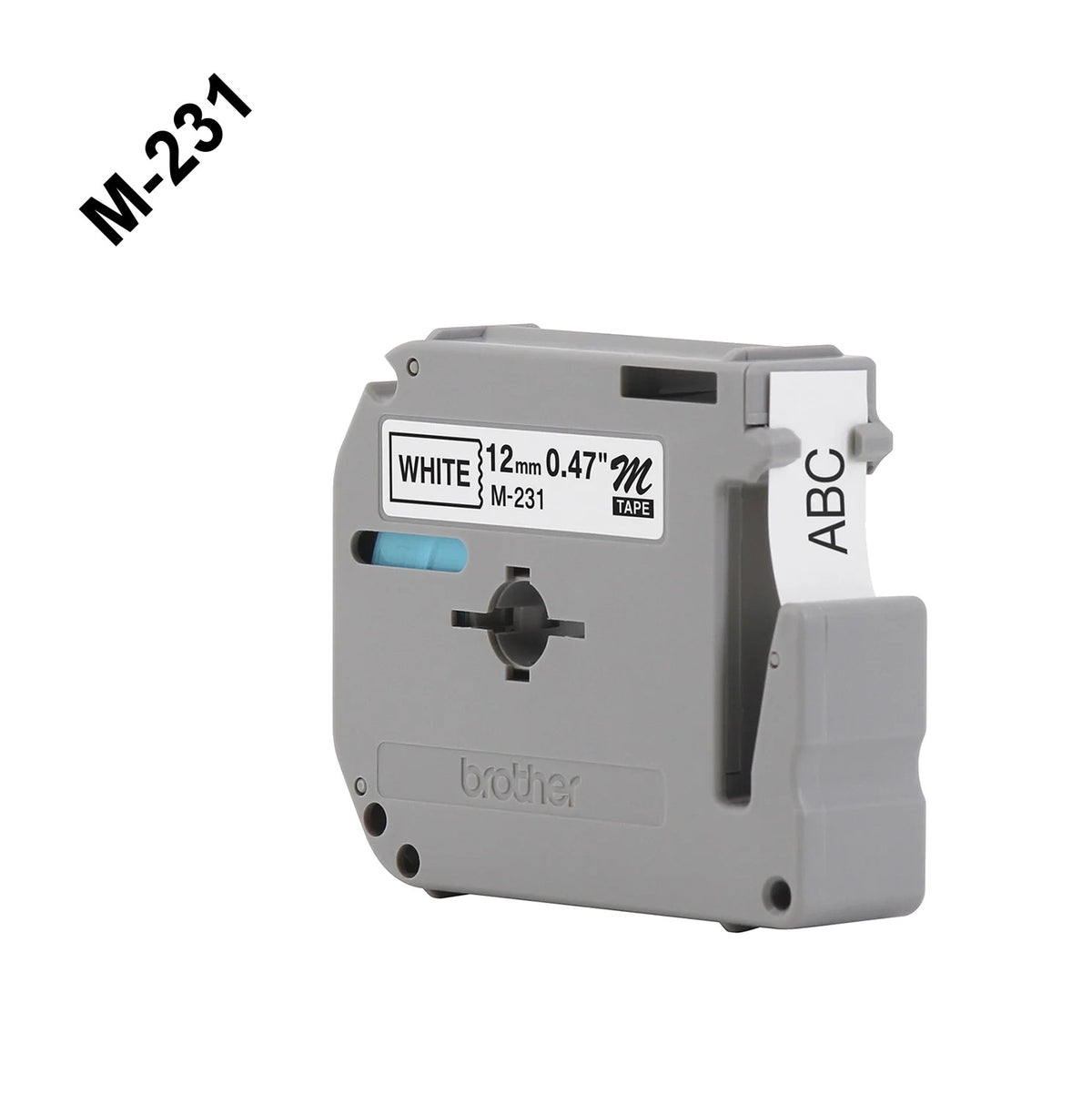 M231 BROTHER 12mm Negro sobre Blanco Cartucho Cinta 8m para PT-90