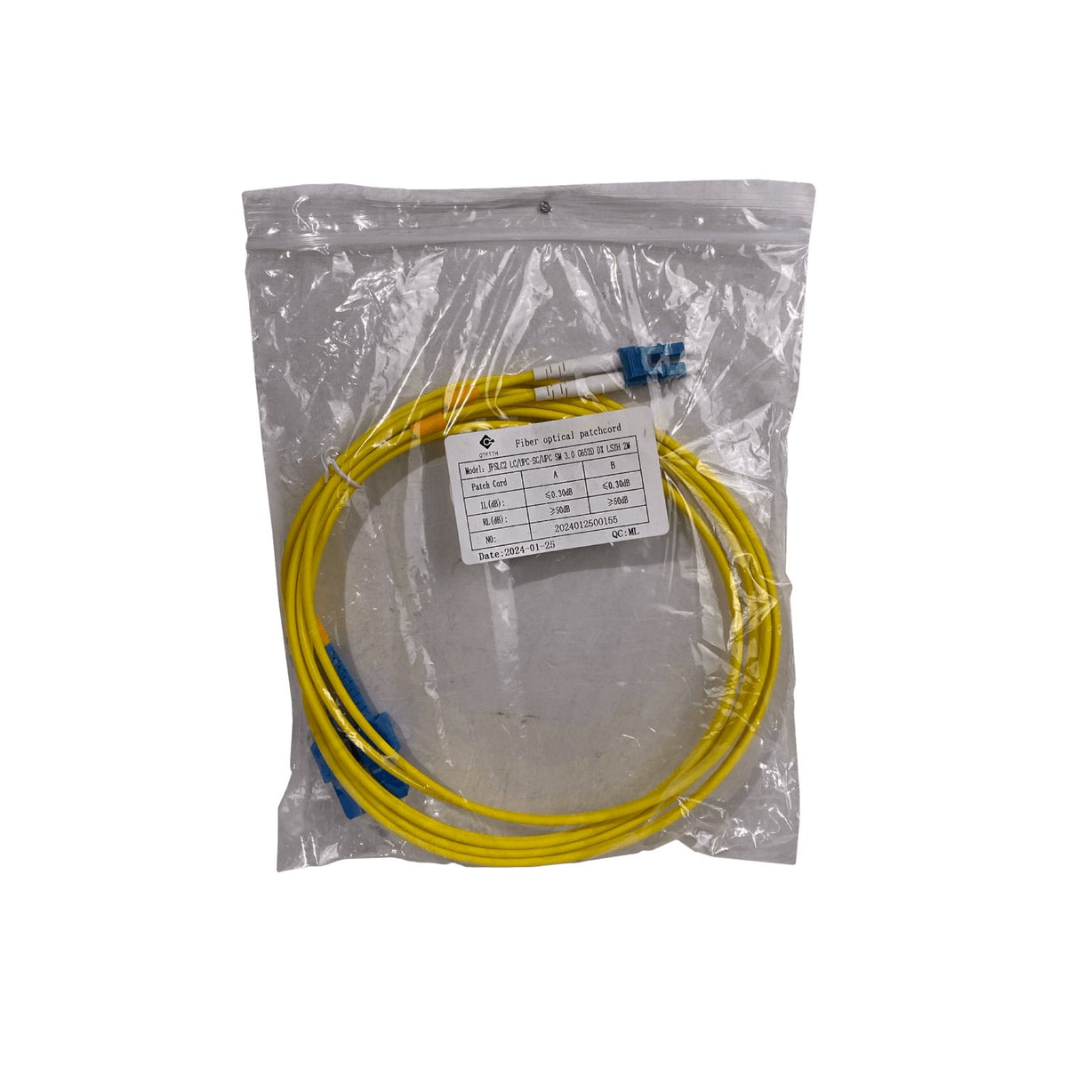 JFSLC2. Cable Conectorizado de Fibra Óptica Monomodo SM Dúplex LC a SC/UPC de 2 metros, 9/125 µm, 3 mm