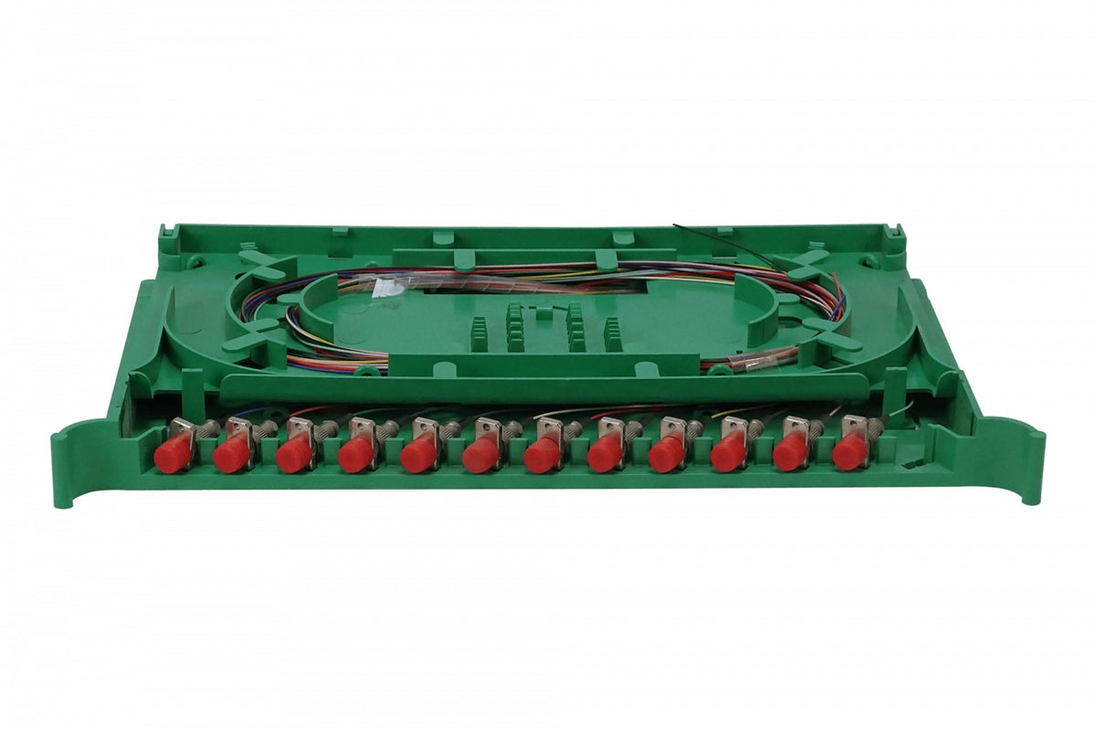 ODF-F Charola 12-FC/UPC para Distribuidor de Fibra Óptica tipo ODF contiene pigtails-Monomodo y acopladores