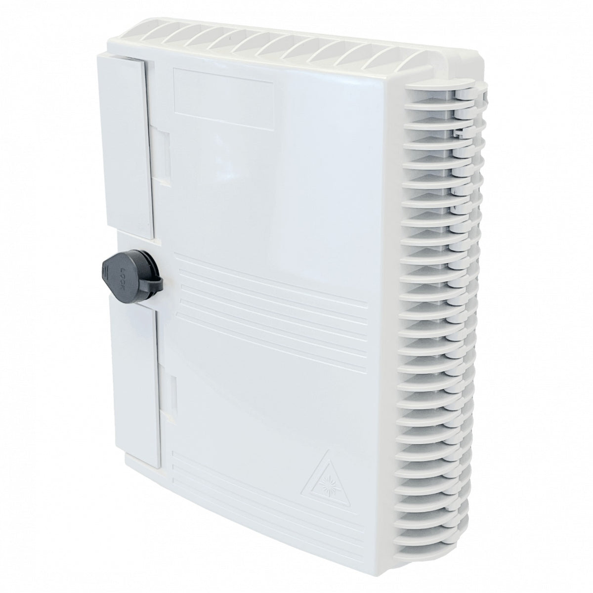 BOX-16 Caja de Fibra Óptica NAP Blanca para 16 Fusiones Rectangulares con 2 Entradas de Estopa, Grado de Protección IP65, Incluye Llave y Requiere Acopladores
