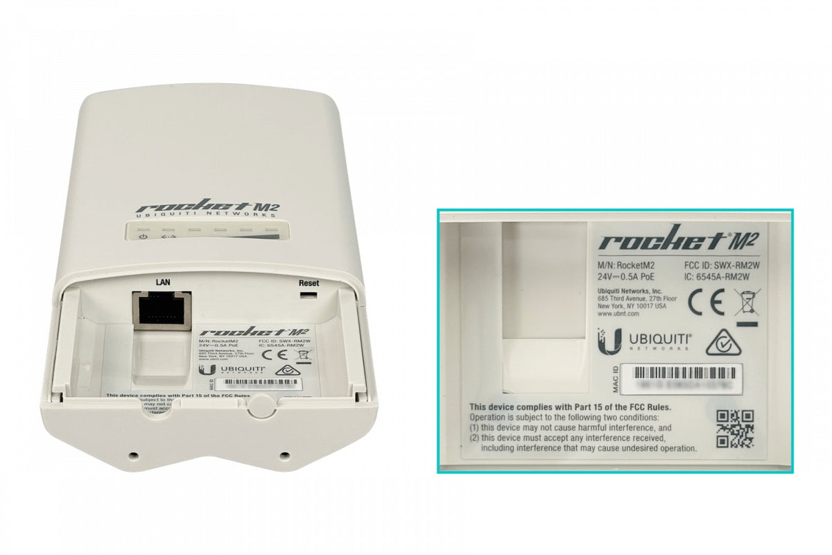 ROCKETM2. UI 2,4GHz 1-100-PoE 2-RPSMA-H RM2 precisa Antena de Doble Polaridad ROCKET-M2. UBIQUITI