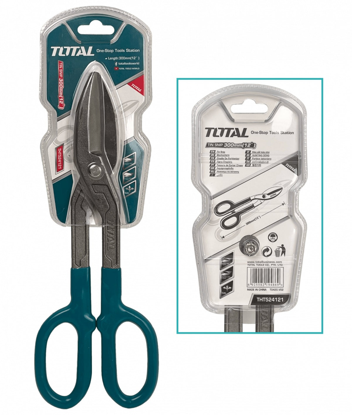 TIJERA-H TOTAL Tijera para Hojalatero de 12 pulgadas en Acero Inoxidable THT524121