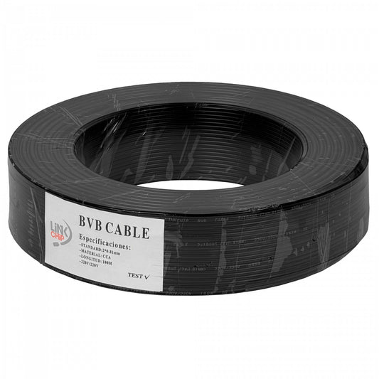 2X18AN-CCA 2x18AWG CCA 100mt Unifilar Negro Gemelo Cable Alimentación 2x0,81mm2