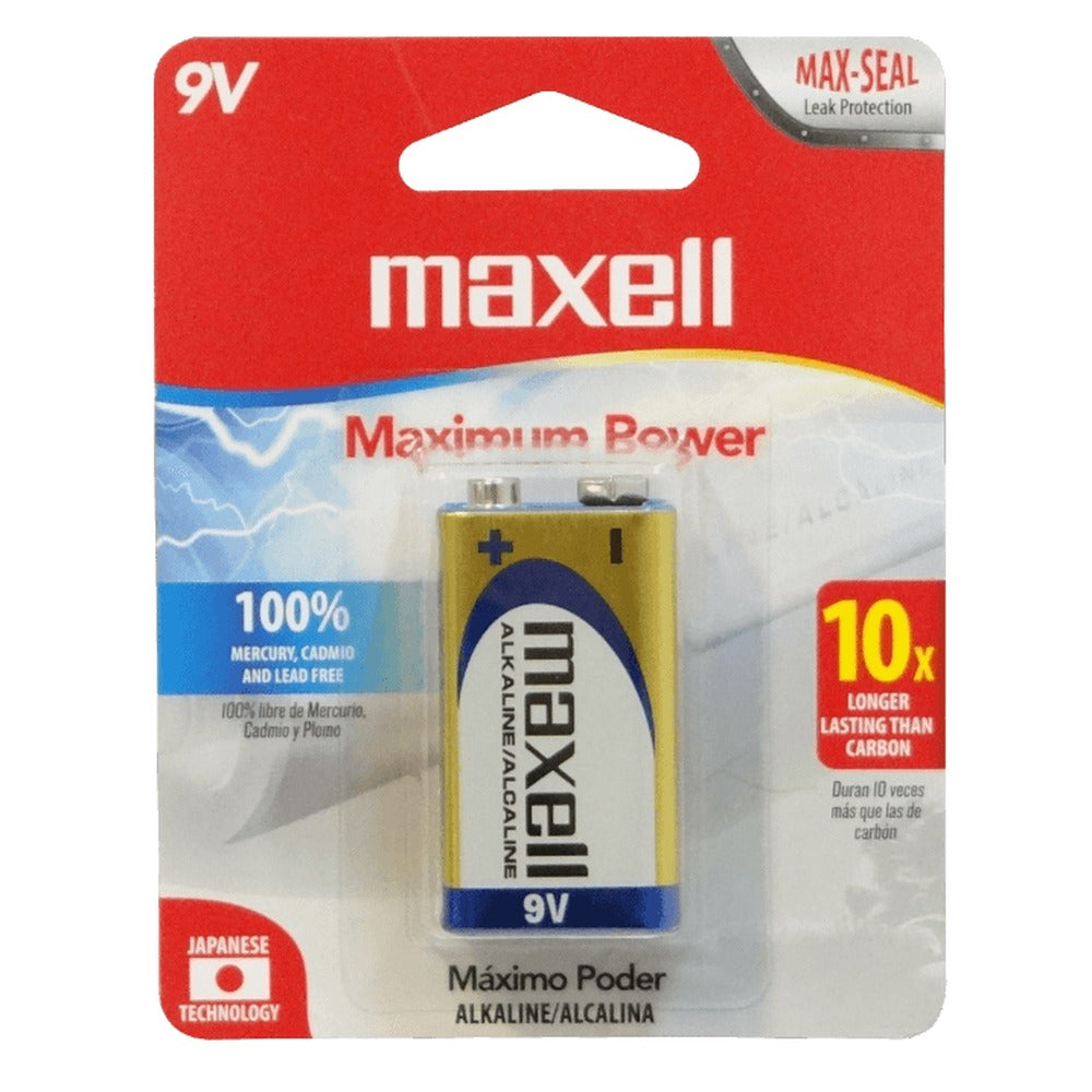 9V-AP MAXELL Pila 9V Alcalina Batería Alkalina 6LF22B19V Empaque Individual
