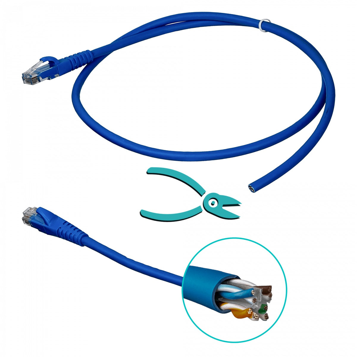 CP6A-10L LINKMADE Latiguillo de red 1 metro CAT6 azul LSZH multifilar con conectores moldeados