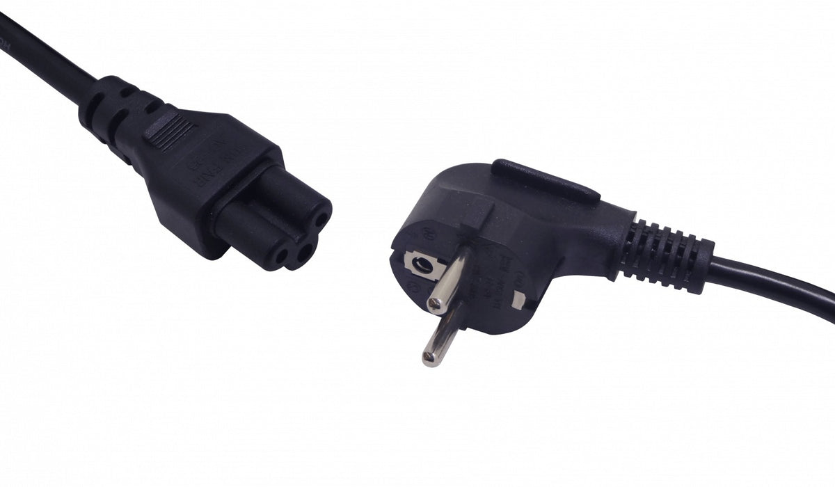 CSMT 0,6 metros Schuko-Macho Trébol-Hembra Cable Alimentación Negro 6A 3x0,75mm2 60cm