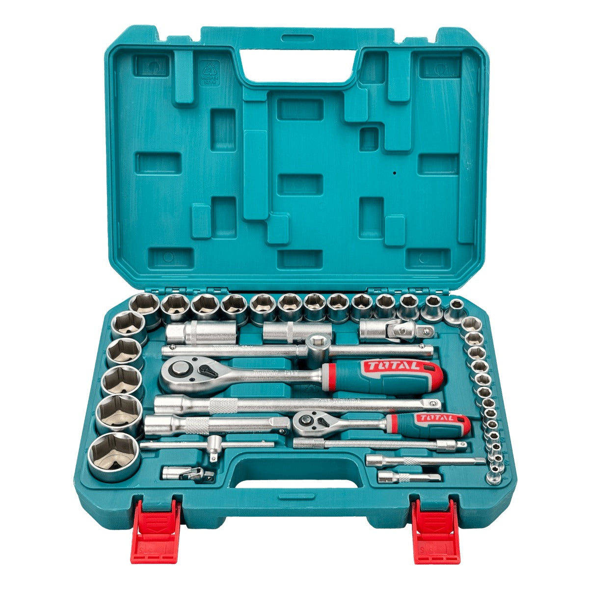 SET-DADO44 TOTAL Juego de 44 dados de 4 a 32mm con 2 trinquetes de 1/4" y 1/2" de 45 dientes ref. THT421441