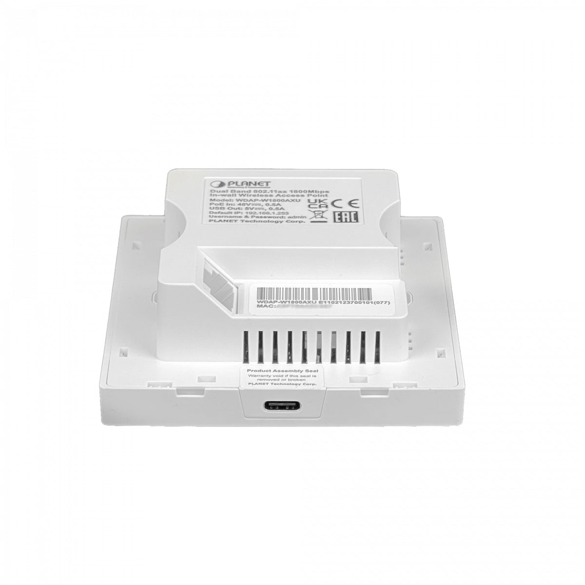 WDAP-W18 PLANET 1800AX 1-1000 2,4/5GHz 600/1200mbps USB-C 1800AX Punto de Acceso WIFI6 de Pared