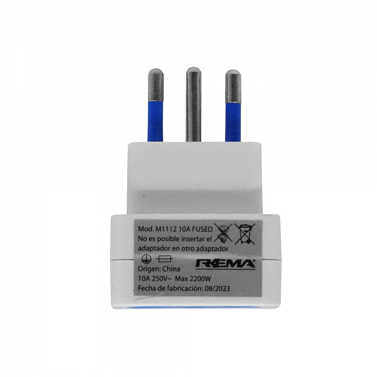 IMJH-W REMA Adaptador de corriente nacional blanco, entrada hembra chilena 16A a salida macho chilena 10A