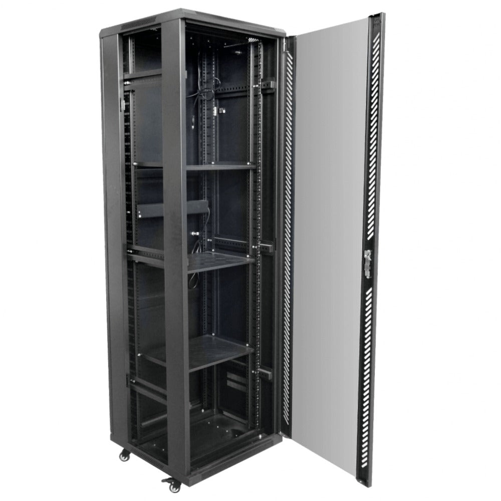 RK42-6L LINKMADE Armario rack de vidrio 42U 600mm fondo 60cm con turbina, PDU y bandeja color negro