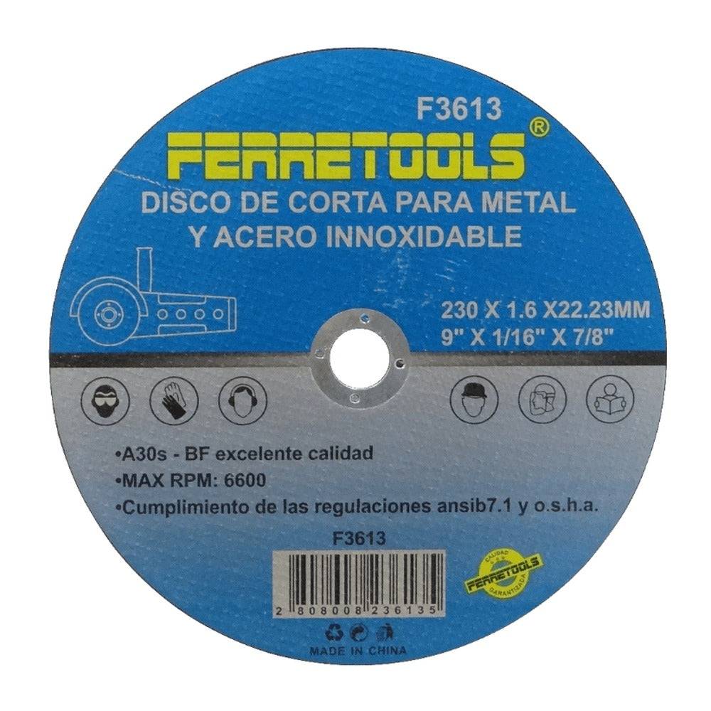 MET9-16 230mm 1,6mm 22,23mm Disco para Cortar Metal 6600rpm A30s F3613