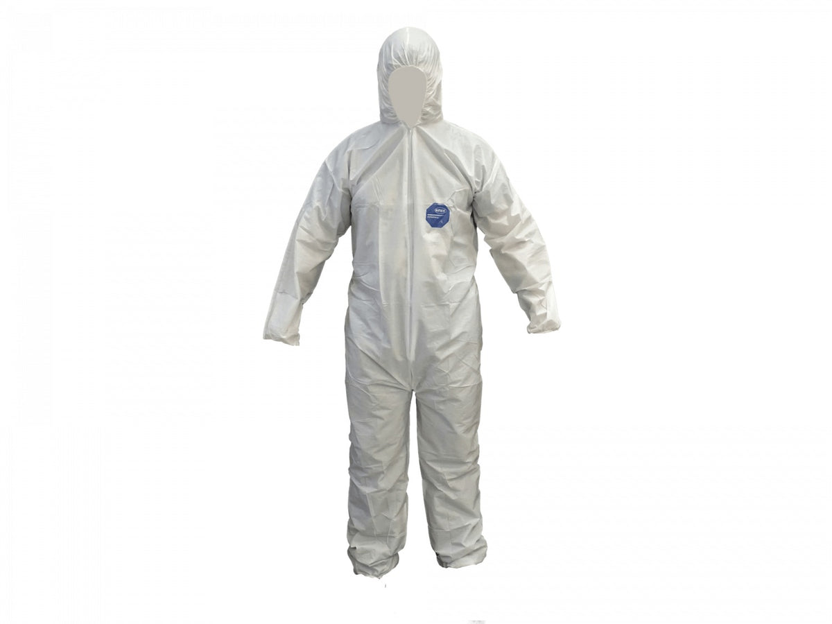 BUZO-L Overol Desechable Blanco Polipropileno Talla L con Cremallera y Capucha