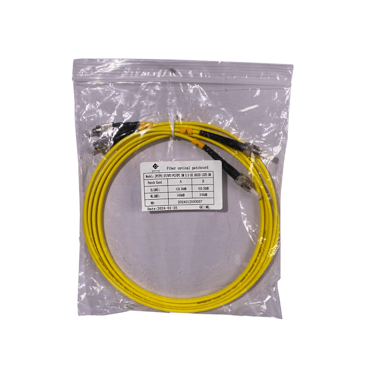JFSTF2 Latiguillo de Fibra Óptica Monomodo Dúplex ST a FC 2 Metros 3.0mm 9/125µm LSZH