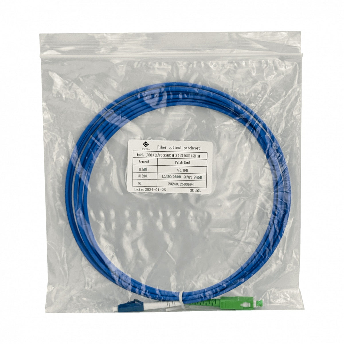 JBSAL3 LSZH Blindado 3mt LC/UPC-SC/APC SM Simplex JumperFibra 3.0mm 9/125um