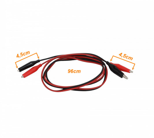 PINZAS-2 Juego de 2 unidades de Cable con Pinzas Rojo y Negro de 96cm de longitud